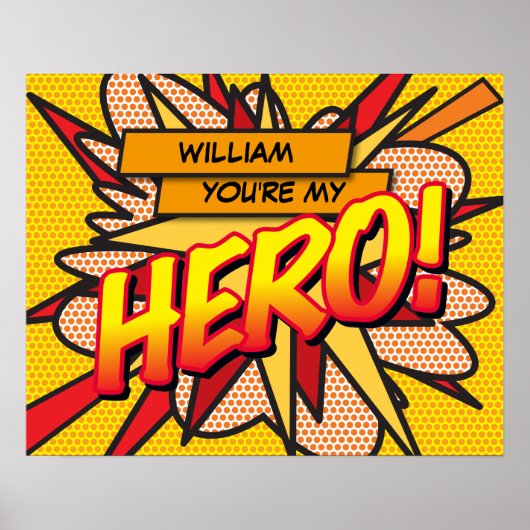 Poster Vous êtes mon HÉROS Bande dessinée rétro Fun Pop A (Devant)