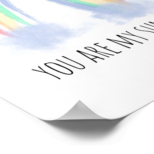 Poster Vous êtes mon soleil arc-en-ciel peint à l'aquarel (Coin)