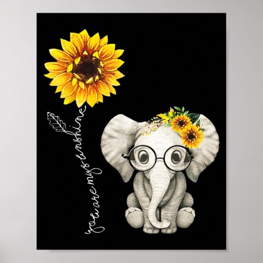 Poster Vous Êtes Mon Sunshine Hippie Sunflower Elephant (Devant)