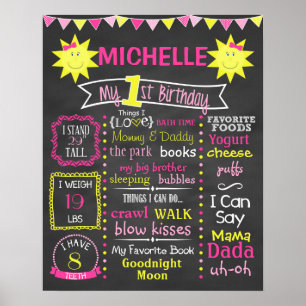 Poster Vous Êtes Mon Sunshine Premier Birthday Chalkboard