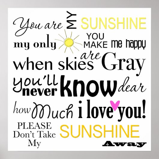Poster Vous êtes mon Sunshine Word Art (Devant)