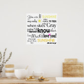 Poster Vous êtes mon Sunshine Word Art (Cuisine)