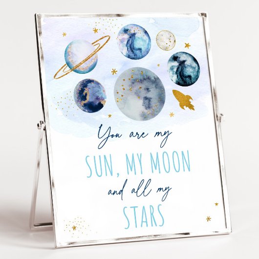 Poster Vous Êtes My Sun Moon Stars Space Blue & Gold