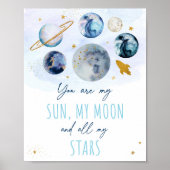 Poster Vous Êtes My Sun Moon Stars Space Blue & Gold (Devant)