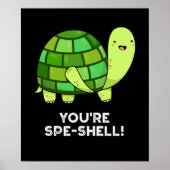 Poster Vous êtes Spe-shell Funny Tortoise Pun Dark BG (Devant)