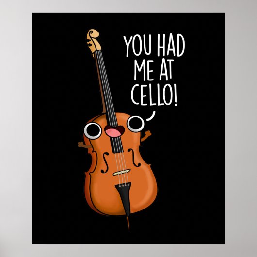 Poster Vous M'Avez Eu Au Cello Funny Music Pun Dark BG (Devant)