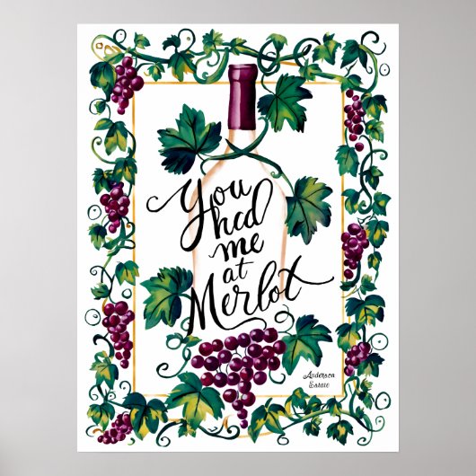 Poster Vous M'Avez Eu Chez Merlot Red Wine Lover Custom (Devant)