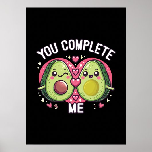 Poster Vous Me Complétez - Cute Avocado Couple (Devant)