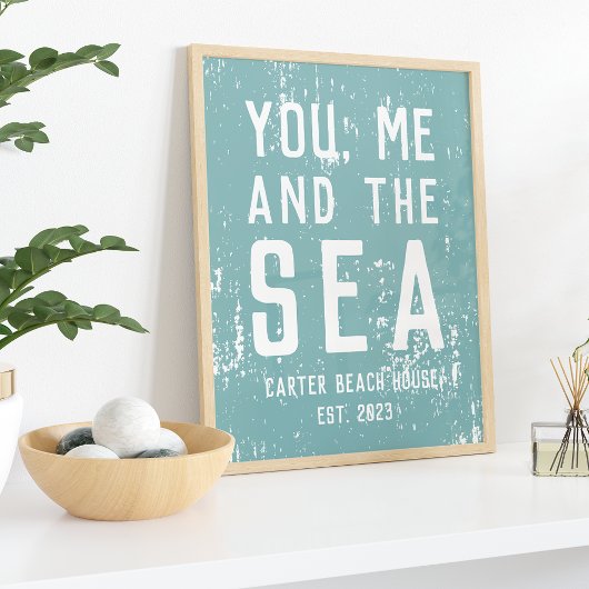 Poster Vous, moi et la mer Maison de plage personnalisée 