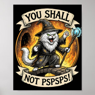 Poster Vous ne PSPSPS drôle Magicien Chat Fantaisie