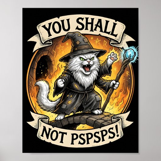 Poster Vous ne PSPSPS drôle Magicien Chat Fantaisie (Devant)