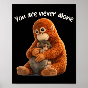 Poster Vous n'êtes jamais seul singe animalier poing