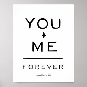 Poster Vous plus moi = équation éternelle noir et blanc