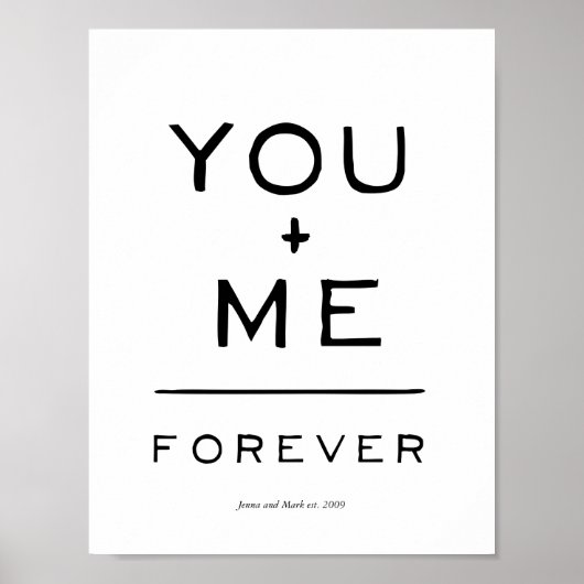 Poster Vous plus moi = équation éternelle noir et blanc (Devant)