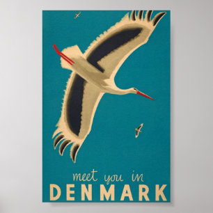 Poster Vous rencontrer à Danemark Voyage Vintage