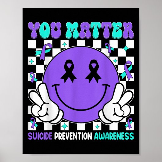 Poster Vous Ruban Violet Sarcelle de Sensibilisation à la (Devant)
