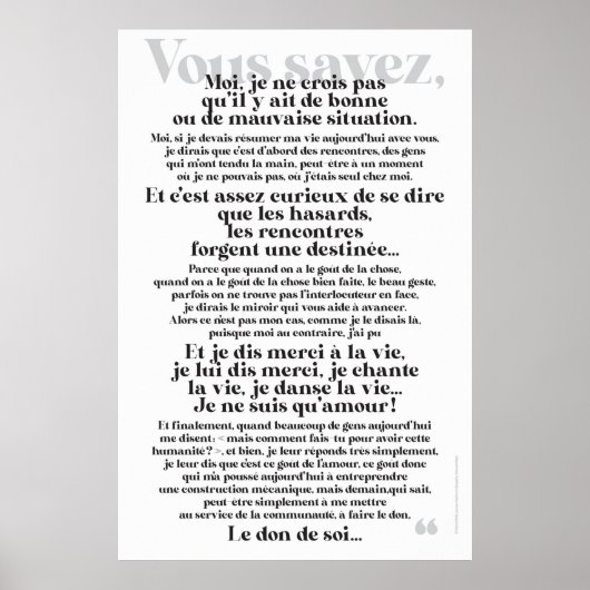 Poster VOUS SAVEZ, (Devant)