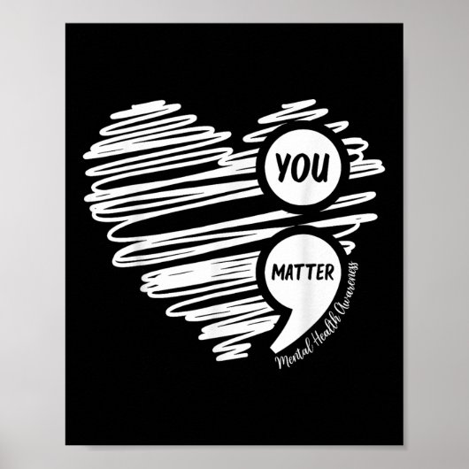 Poster Vous Semicolon Heart Mois de la sensibilisation à (Devant)
