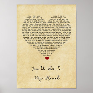 Poster Vous serez dans mon coeur Vintage Chanson de coeur