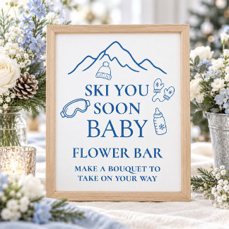 Poster Vous Skier Bientôt Fleur de Bébé Garçon Shower d'H