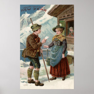 Poster Vous souhaitant une nouvelle scène heureuse de