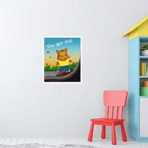 Poster Vous Y Arriverez Planche à Roulettes Tigre