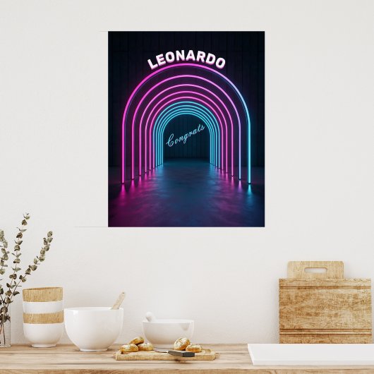 Poster Voûte Violet Néo et Bleu (Cuisine)