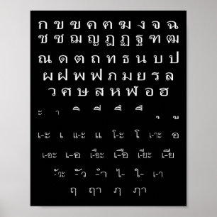 Poster Vowels Alphabet Mur Script Thaï Costume Halloween