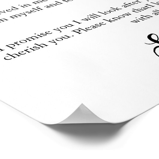 Poster Vows mariage avec photo, Vows Mariage Imprimer Cad (Coin)