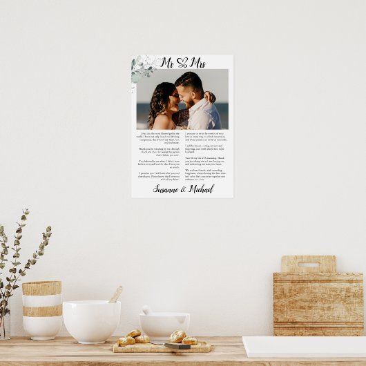 Poster Vows mariage avec photo, Vows Mariage Imprimer Cad (Cuisine)