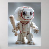 Poster Voxel baseball mascot character (Devant)