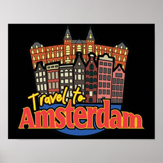 Poster Voyage à Amsterdam Pays-Bas Vintage (Devant)