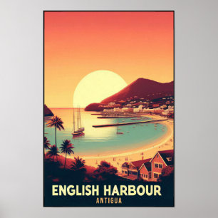 Poster Voyage à Antigua English Harbor années 1960