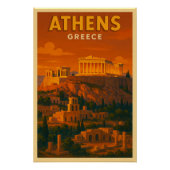 Poster Voyage à Athènes Grèce Rétro (Devant)