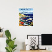 Poster Voyage à Athènes Grèce Vintage (Bureau à domicile)