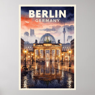 Poster Voyage à Berlin Allemagne Vintage