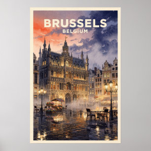Poster Voyage à Bruxelles Belgique Vintage