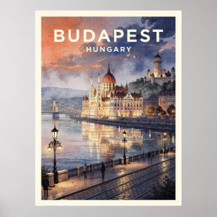 Poster Voyage à Budapest en Hongrie au style rétro
