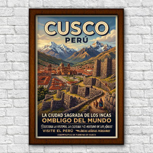 Poster Voyage à Cusco, Pérou des années 1960