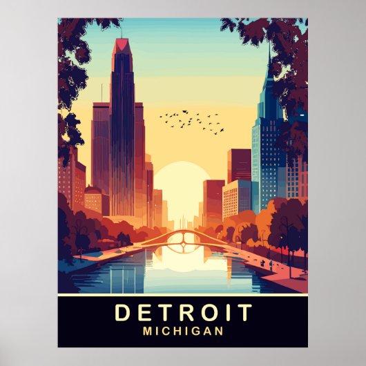 Poster Voyage à Détroit, Michigan (Devant)
