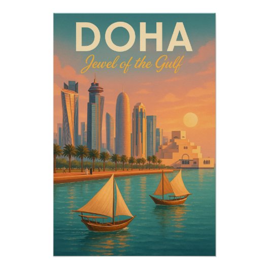 Poster Voyage à Doha, Qatar (Devant)