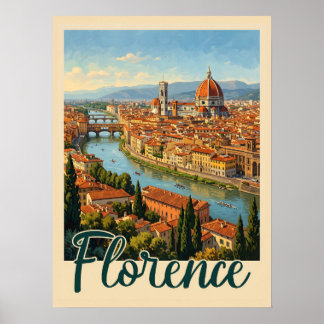 Poster Voyage à Florence Italie Vintage