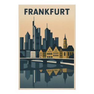 Poster Voyage à Francfort, Allemagne Minimaliste 