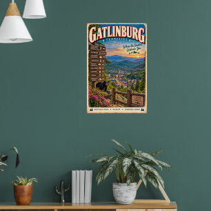 Poster Voyage à Gatlinburg Tennessee Montagnes fumées