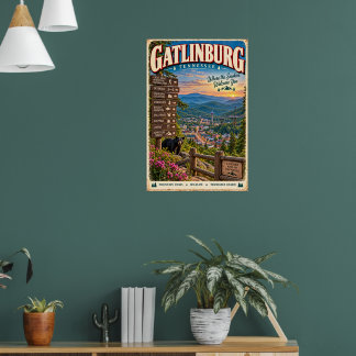 Poster Voyage à Gatlinburg Tennessee Montagnes fumées