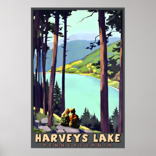 Poster Voyage à Harveys Lake Pennsylvanie Back Mountain