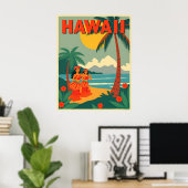 Poster Voyage à Hawaï vintage (Bureau à domicile)