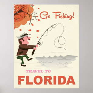 Poster Voyage à la copie vintage de pêche de la Floride