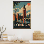 Poster Voyage à Londres Rétro (Cuisine)