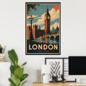Poster Voyage à Londres Rétro (Bureau à domicile)
